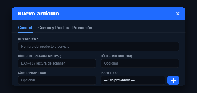 Alta de producto